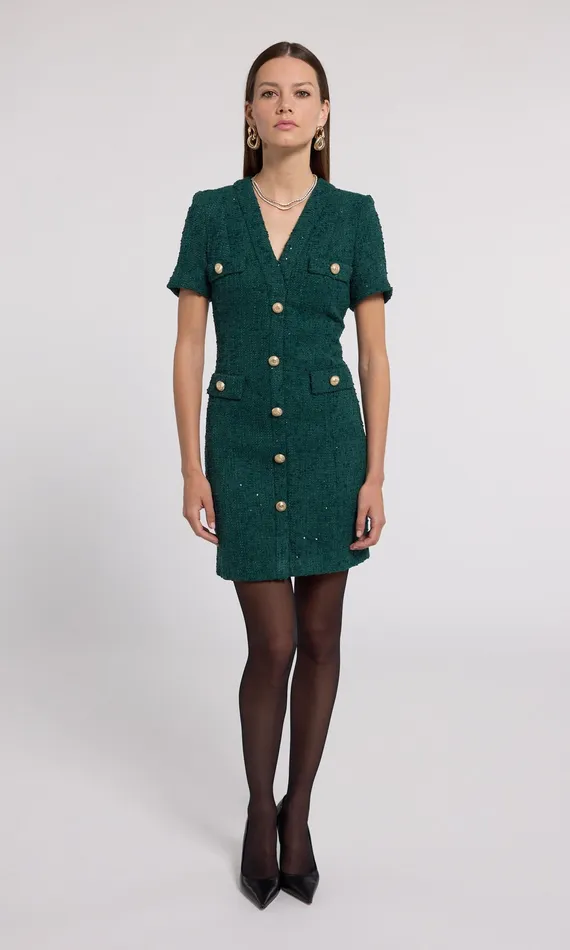Generation Love Clothing Dresses Women Anne Tweed Dress Forest