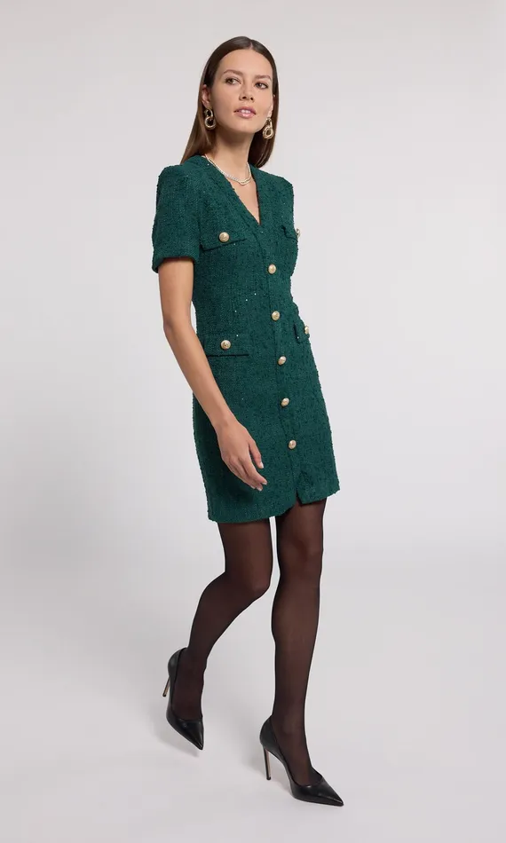 Generation Love Clothing Dresses Women Anne Tweed Dress Forest