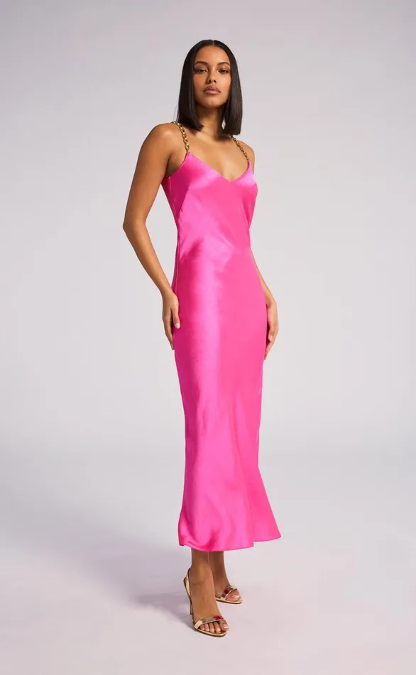 Generation Love Clothing Dresses Women Monica Satin Maxi Dress Hot Pink