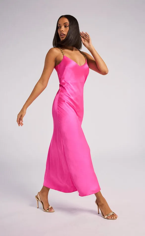 Generation Love Clothing Dresses Women Monica Satin Maxi Dress Hot Pink