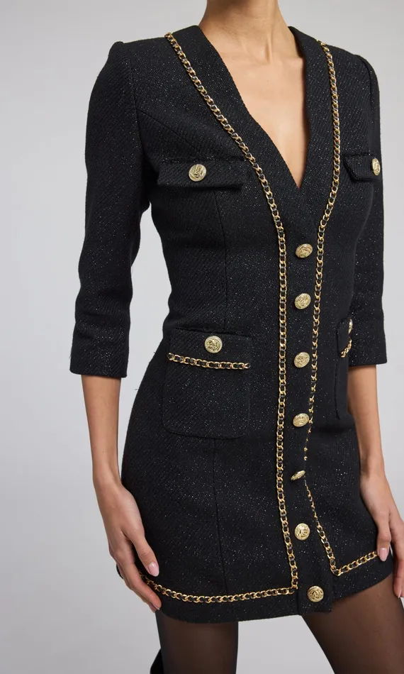 Generation Love Clothing Dresses Women Sandrine Tweed Dress Black