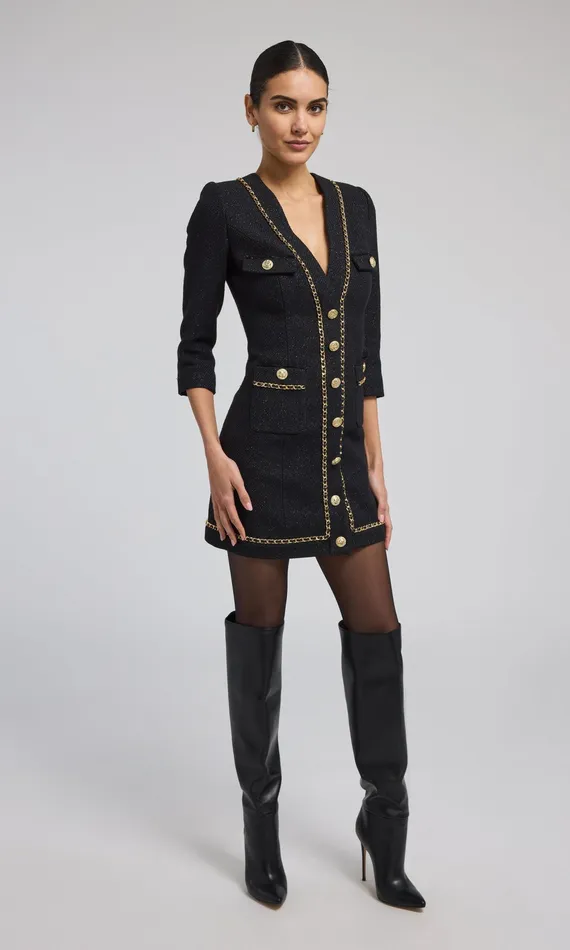 Generation Love Clothing Dresses Women Sandrine Tweed Dress Black