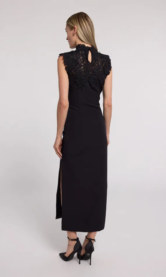 Generation Love Clothing Dresses Women Shonna Lace Combo Crepe Dress Black