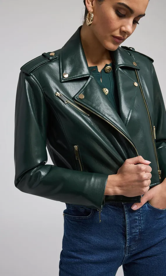Generation Love Clothing Outerwear Women Cosita Vegan Leather Moto Jacket Forest Generation Love Clothing Outerwear Women Cosita Vegan Leather Moto Jacket Forest