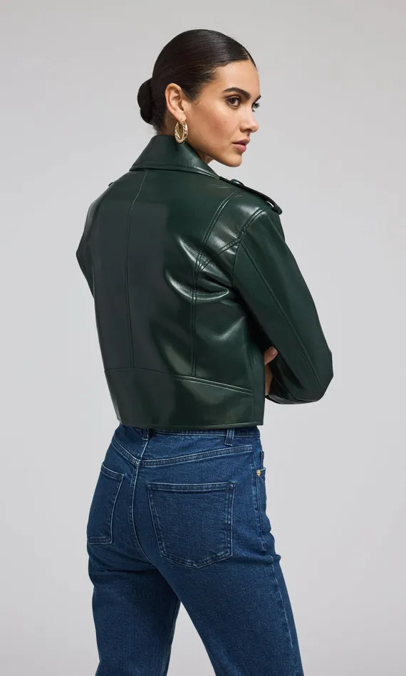 Generation Love Clothing Outerwear Women Cosita Vegan Leather Moto Jacket Forest