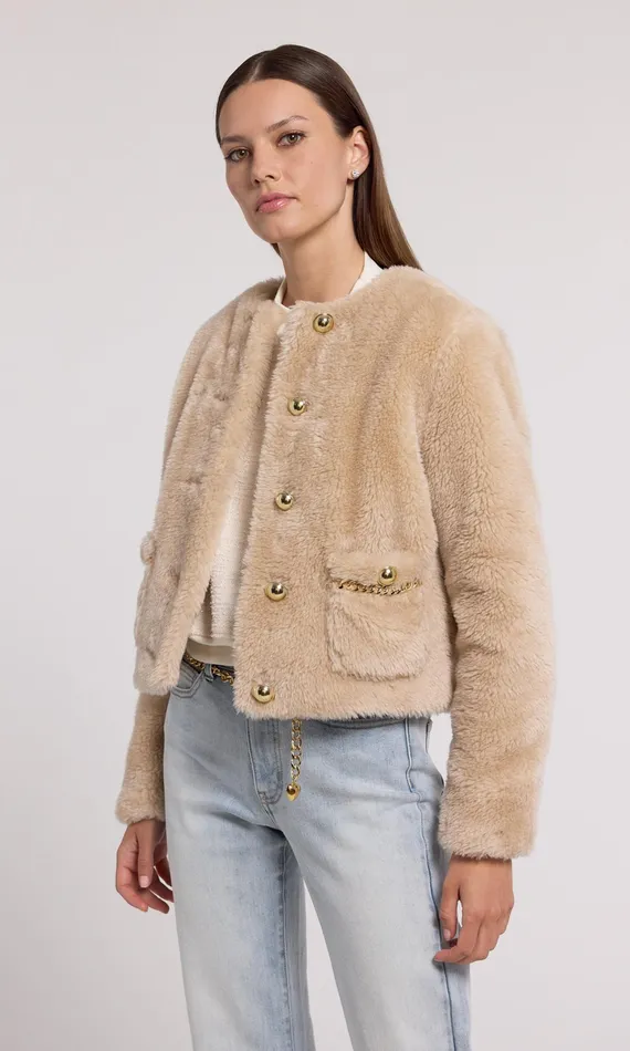Generation Love Clothing Outerwear Women Jen Faux Lamb Fur Jacket Truffle