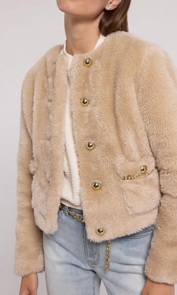 Generation Love Clothing Outerwear Women Jen Faux Lamb Fur Jacket Truffle