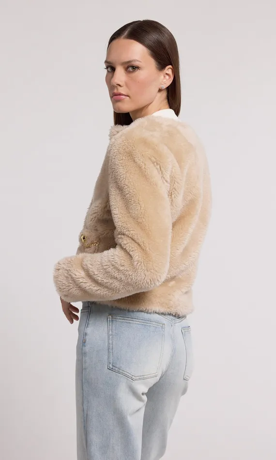 Generation Love Clothing Outerwear Women Jen Faux Lamb Fur Jacket Truffle