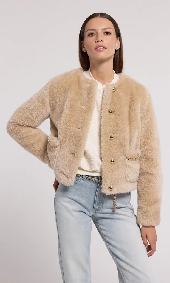 Generation Love Clothing Outerwear Women Jen Faux Lamb Fur Jacket Truffle