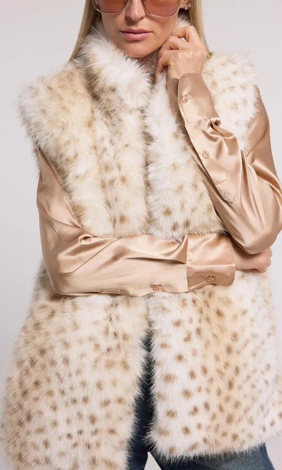 Generation Love Clothing Outerwear Women Mimi Leopard Faux Fur Vest Snow Leopard