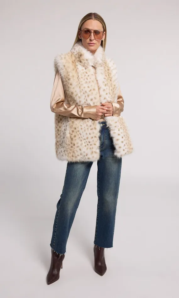 Generation Love Clothing Outerwear Women Mimi Leopard Faux Fur Vest Snow Leopard