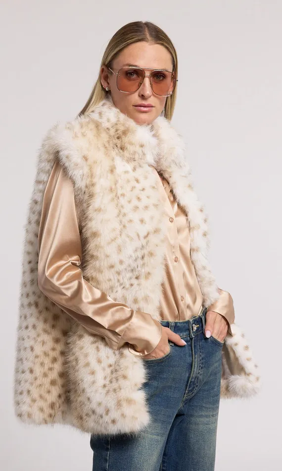 Generation Love Clothing Outerwear Women Mimi Leopard Faux Fur Vest Snow Leopard