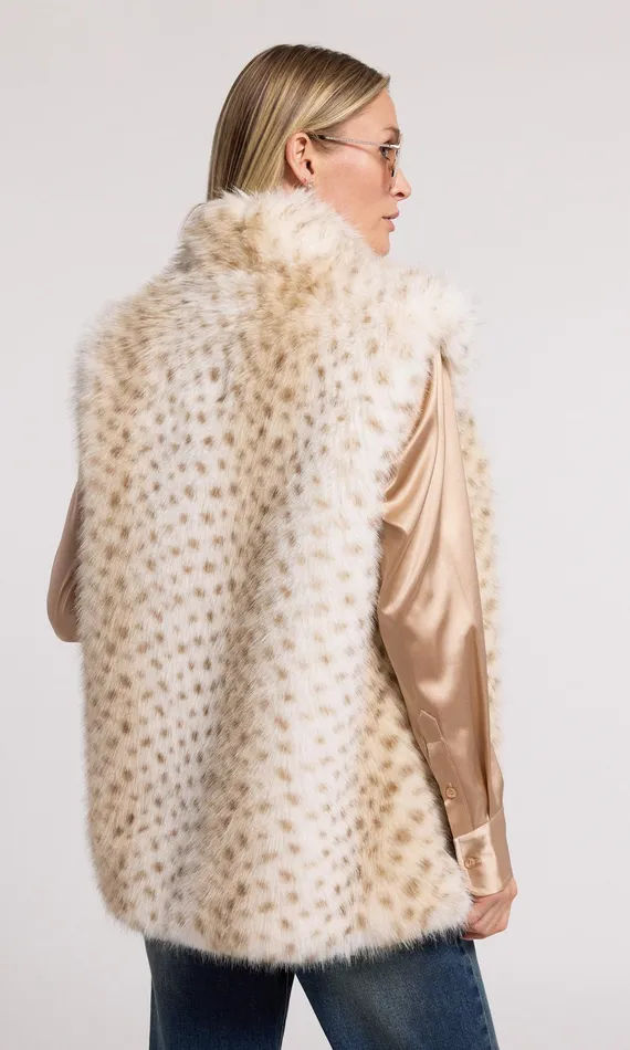 Generation Love Clothing Outerwear Women Mimi Leopard Faux Fur Vest Snow Leopard