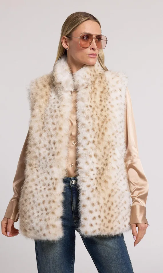 Generation Love Clothing Outerwear Women Mimi Leopard Faux Fur Vest Snow Leopard