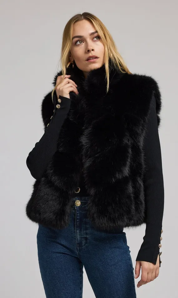Generation Love Clothing Outerwear Women Rosario Faux Fur Vest Black