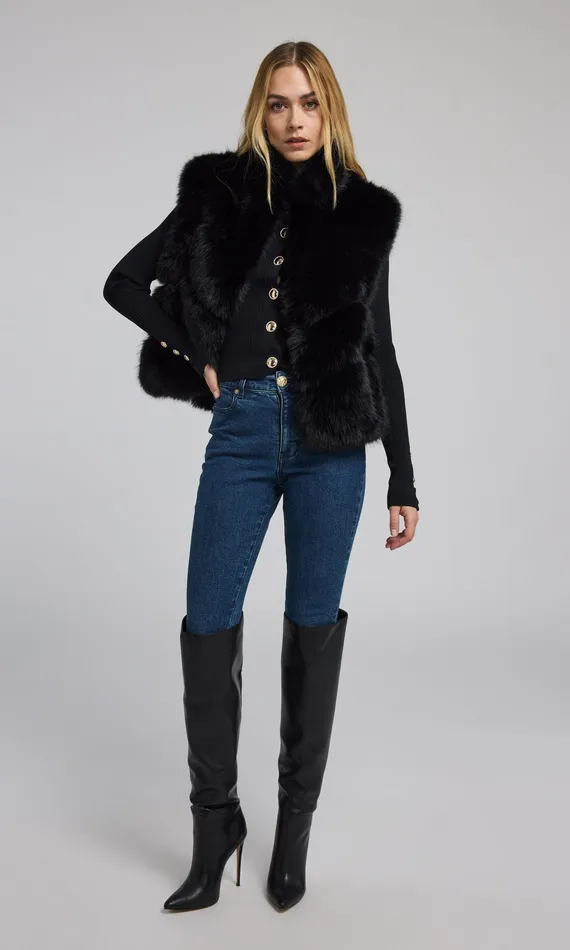 Generation Love Clothing Outerwear Women Rosario Faux Fur Vest Black