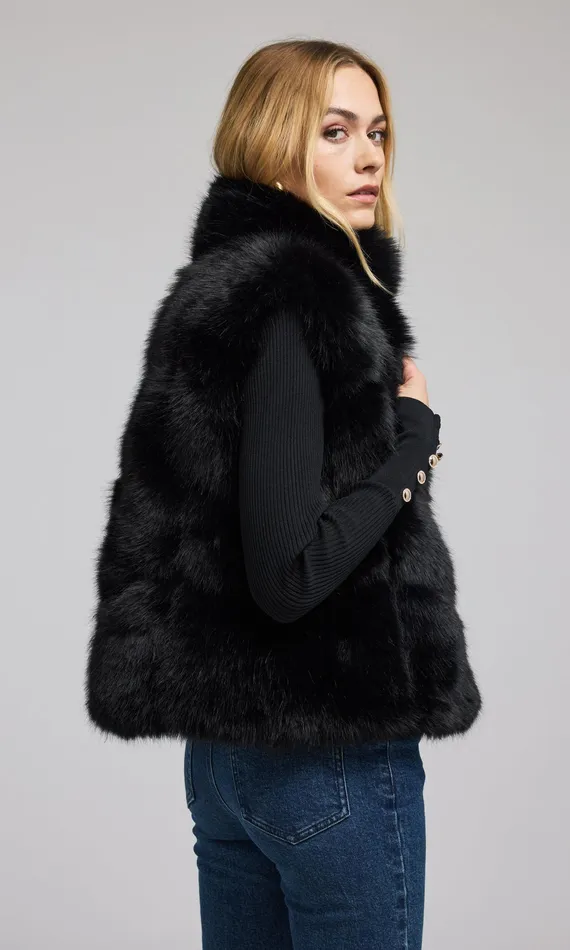 Generation Love Clothing Outerwear Women Rosario Faux Fur Vest Black