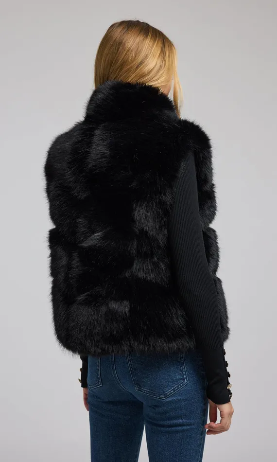 Generation Love Clothing Outerwear Women Rosario Faux Fur Vest Black