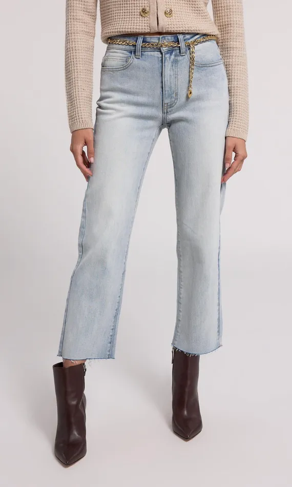 Generation Love Clothing Pants Women Jordy Chain Belted Jeans Ice Blue