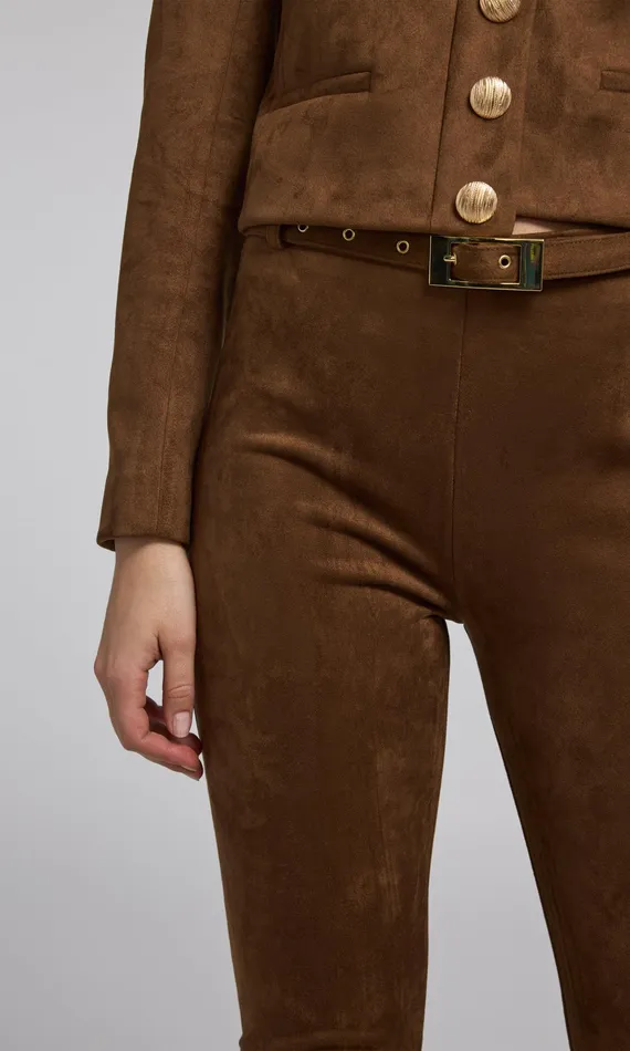 Generation Love Clothing Pants Women Lennon Belted Vegan Suede Legging Caramel