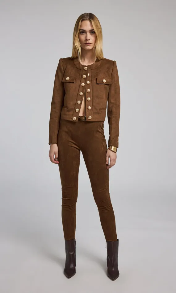 Generation Love Clothing Pants Women Lennon Belted Vegan Suede Legging Caramel