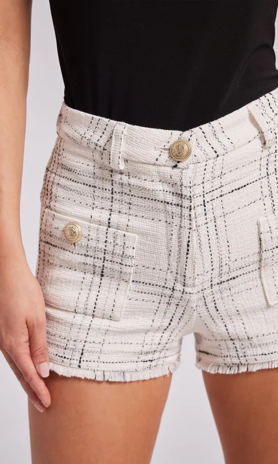 Generation Love Clothing Shorts Women Landon Tweed Shorts Whiteblack