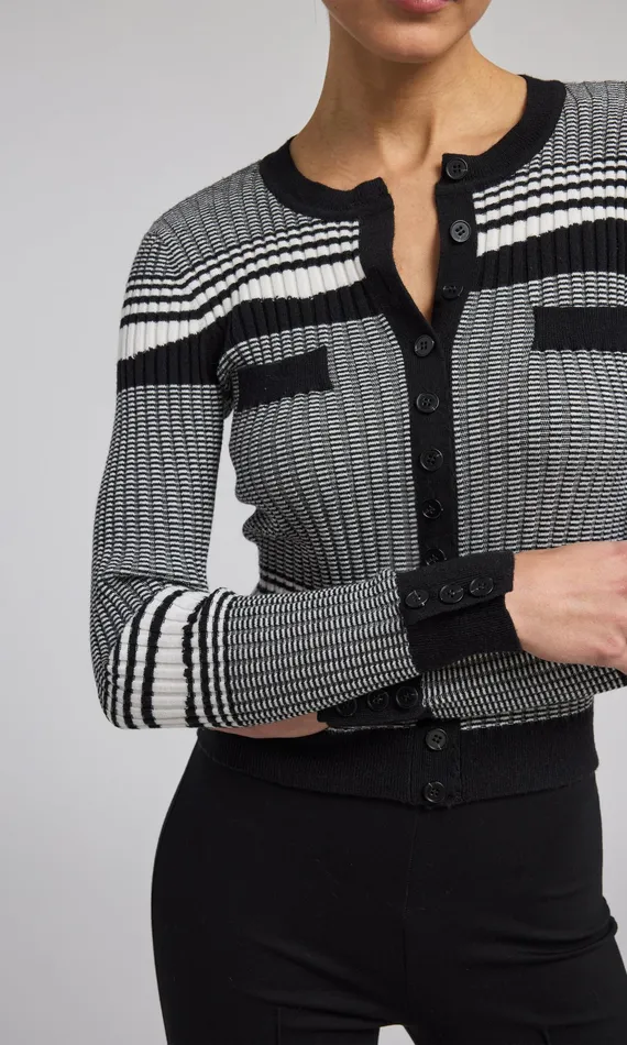 Generation Love Clothing Sweaters and Sweatshirts Women Beatrix Ribbed Cardigan Whiteblack