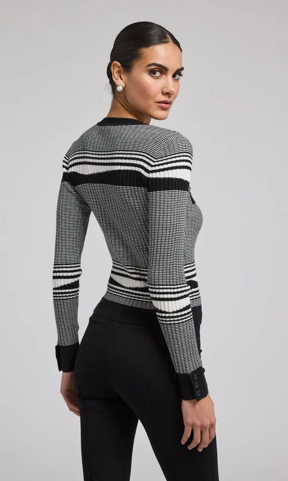Generation Love Clothing Sweaters and Sweatshirts Women Beatrix Ribbed Cardigan Whiteblack