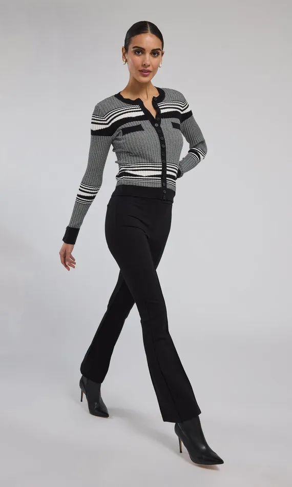 Generation Love Clothing Sweaters and Sweatshirts Women Beatrix Ribbed Cardigan Whiteblack