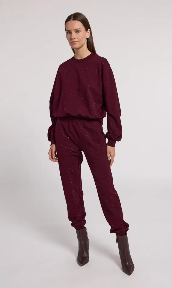 Generation Love Clothing Sweaters and Sweatshirts Women Colby Compact Crystal Sweatshirt Black Cherry