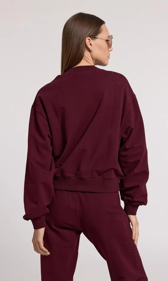 Generation Love Clothing Sweaters and Sweatshirts Women Colby Compact Crystal Sweatshirt Black Cherry