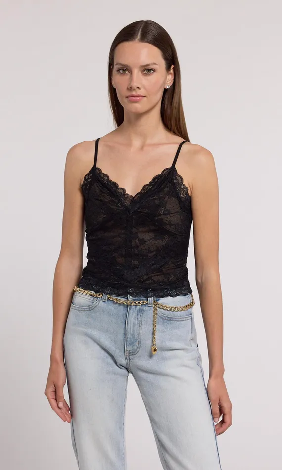 Generation Love Clothing Tops Women Odilla Lace Cami Black Beige
