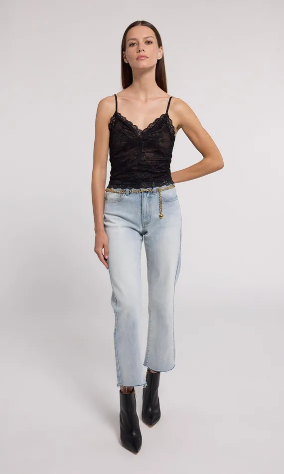 Generation Love Clothing Tops Women Odilla Lace Cami Black Beige