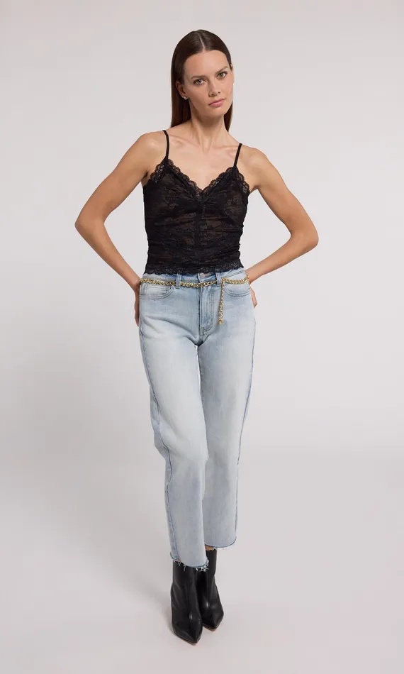 Generation Love Clothing Tops Women Odilla Lace Cami Black Beige