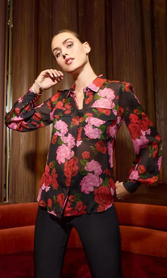 Generation Love Clothing Tops Women Oslo Floral Shirt Floral Fantasy Red