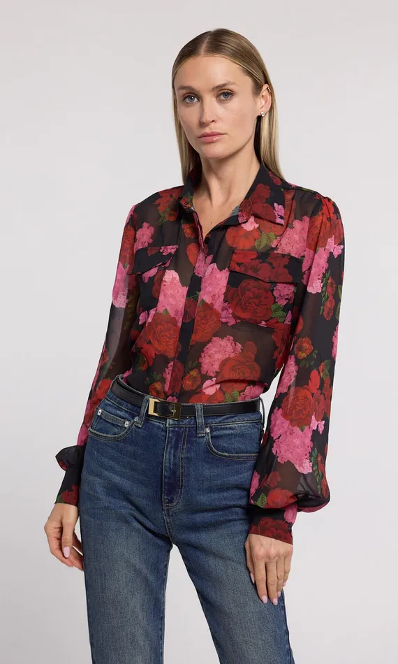 Generation Love Clothing Tops Women Oslo Floral Shirt Floral Fantasy Red