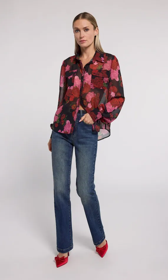 Generation Love Clothing Tops Women Oslo Floral Shirt Floral Fantasy Red