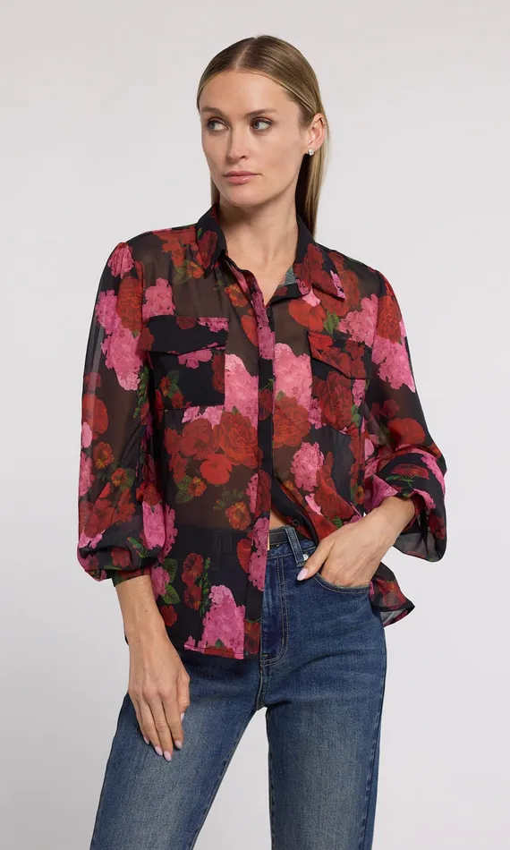 Generation Love Clothing Tops Women Oslo Floral Shirt Floral Fantasy Red