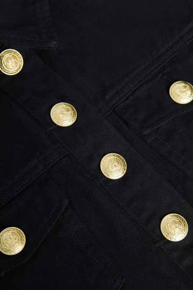 Genevie Cropped Denim Jacket Noir Women L039Agence Blazers and Jackets Genevie Cropped Denim Jacket Noir Women L039Agence Blazers and Jackets