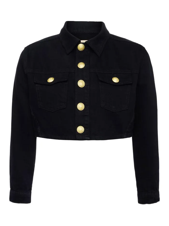 Genevie Cropped Denim Jacket Noir Women L039Agence Blazers and Jackets Genevie Cropped Denim Jacket Noir Women L039Agence Blazers and Jackets