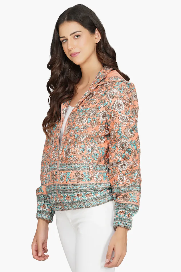 Georgia Peach Floral Bomber Jacket Georgia Peach Floral Bomber Jacket