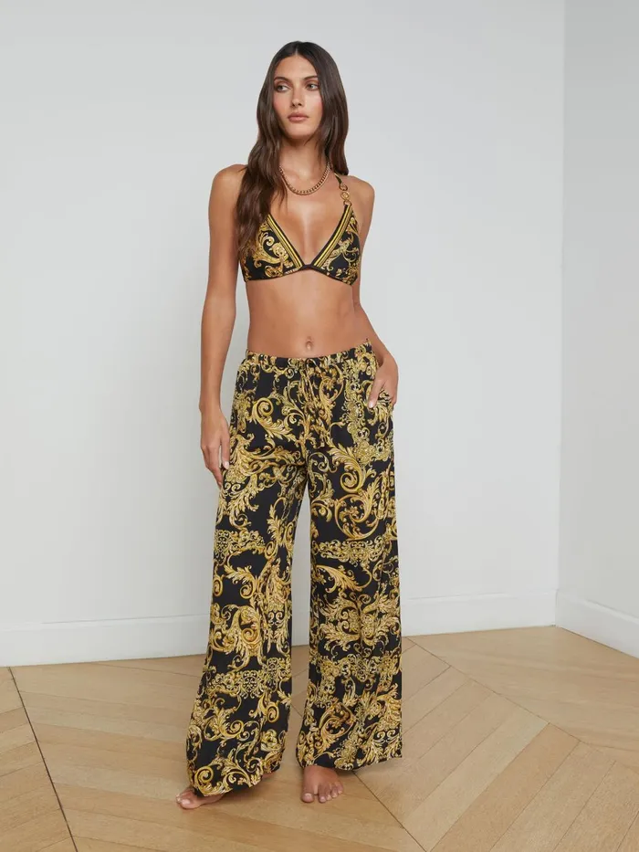 Geraldine CoverUp Pant Blackgold Barocco Swirl Women L039Agence Swimwear