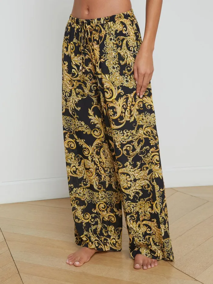 Geraldine CoverUp Pant Blackgold Barocco Swirl Women L039Agence Swimwear