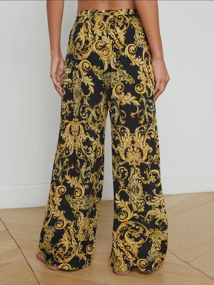 Geraldine CoverUp Pant Blackgold Barocco Swirl Women L039Agence Swimwear