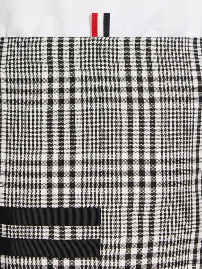 Gingham Crispy Linen 4bar Low Rise Button Front Ankle Length Cardigan Skirt Black And White Women Thom Browne Skirts