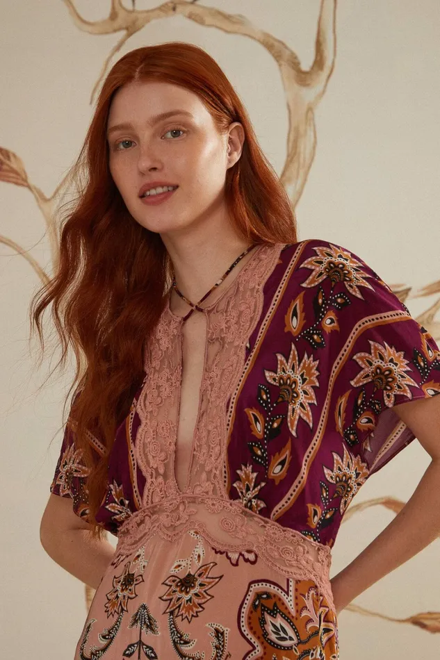 Glam Tapestry Burgundy Laces Short Sleeve Maxi Dress Women FARM Rio Maxi Dresses Glam Tapestry Burgundy Laces Short Sleeve Maxi Dress Women FARM Rio Maxi Dresses