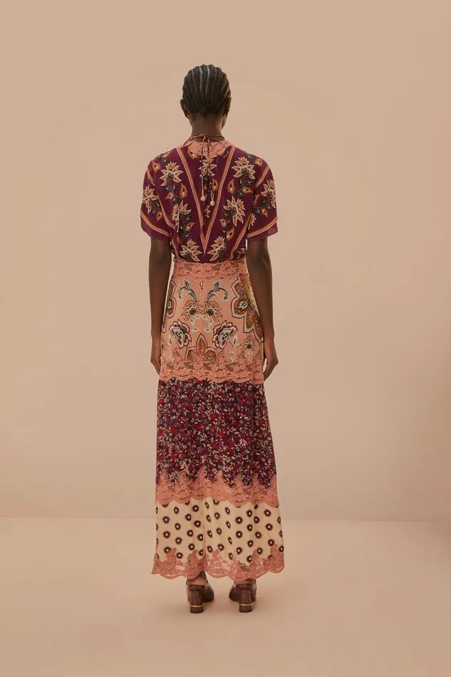 Glam Tapestry Burgundy Laces Short Sleeve Maxi Dress Women FARM Rio Maxi Dresses Glam Tapestry Burgundy Laces Short Sleeve Maxi Dress Women FARM Rio Maxi Dresses