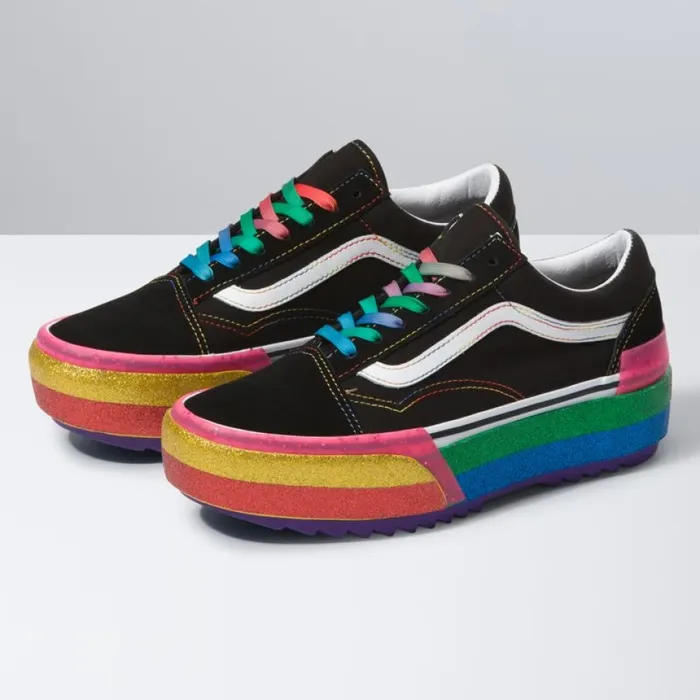 Glitter Old Skool Stacked BlackRainbow Classics Shoes Vans Women