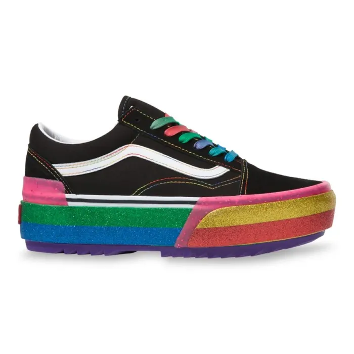 Glitter Old Skool Stacked BlackRainbow Classics Shoes Vans Women