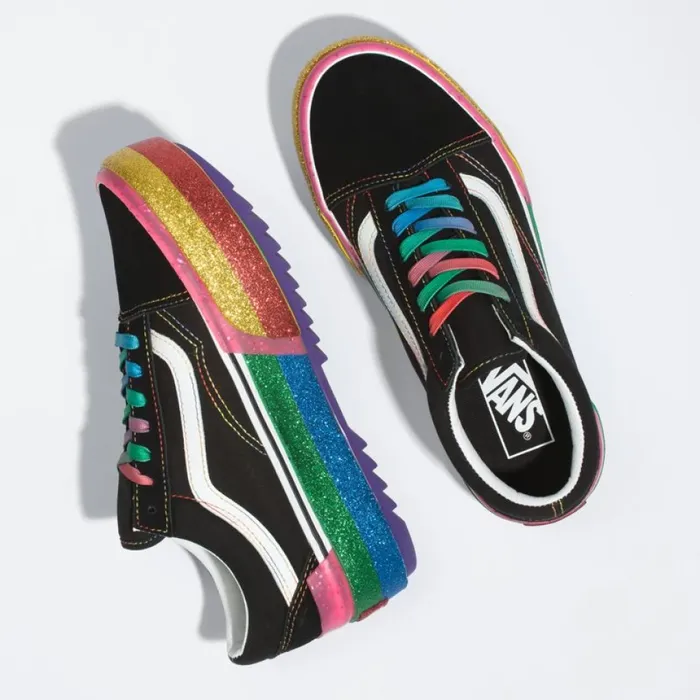 Glitter Old Skool Stacked BlackRainbow Classics Shoes Vans Women